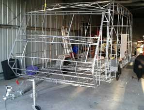Grey nomad builds new caravan