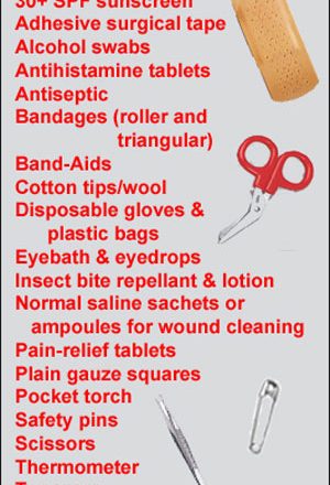 First-aid kit for grey nomads