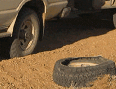 Flat tyres in Outback