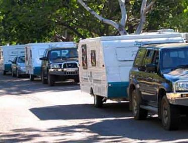 Grey nomads in caravan parks